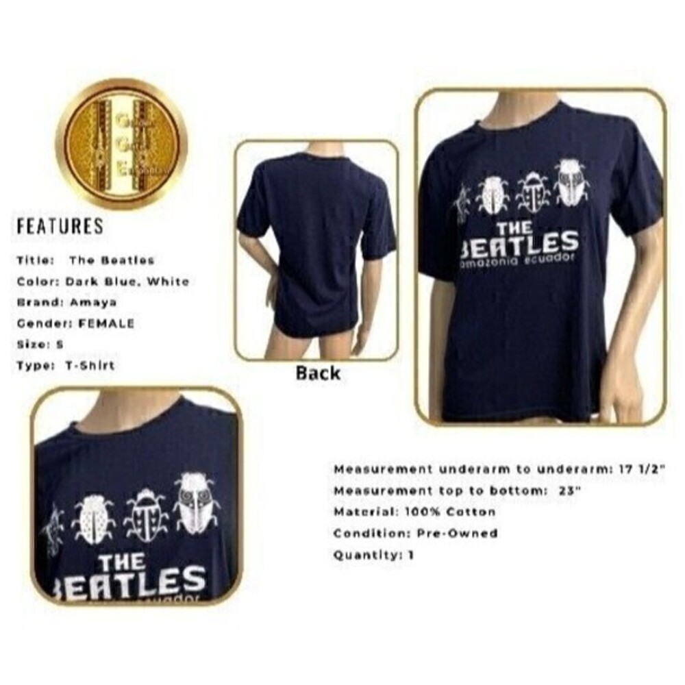 The Beatles T-Shirt By Amaya Blue white Crew Neck Short Sleeves